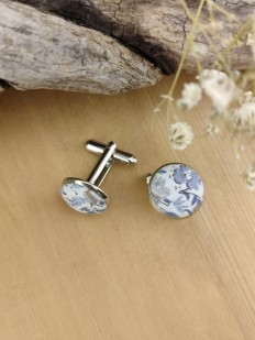 Boutons de manchette Fleurs Liberty bleues