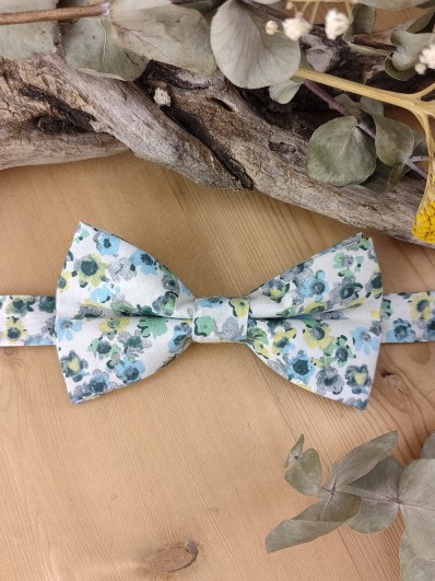 Noeud papillon double floral vert