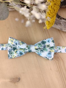 Noeud papillon double floral vert pour enfant