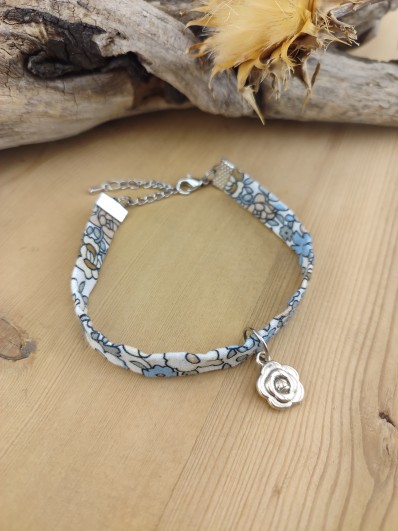 Bracelet Camel et bleu avec breloque fleur