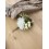 Boutonnière fleur kaki clair et ivoire