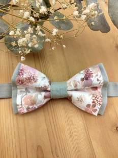 Nœud papillon vert sauge à fleurs