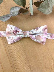 Noeud papillon double rose poudré et sauge pour enfant