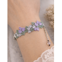 Bracelet lavande en guipure florale