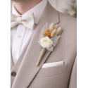 Boutonnière feuille squelette naturelle et rose