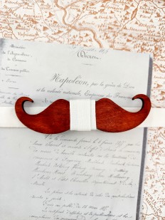 Noeud papillon bois moustache