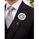 Boutonnière tissu floral vert