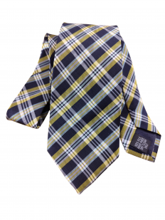 Cravate tartan bleu marine