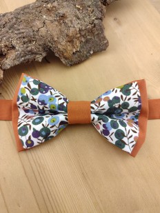 Nœud papillon Liberty Wiltshire vert et terracotta