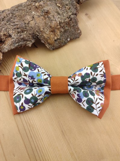 Nœud papillon Liberty Wiltshire vert et terracotta