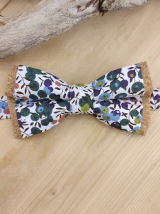 Noeud papillon Wiltshire vert et terracotta et liège naturel