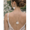 Parrure collier de dos et boucle d'oreilles fleurs et perles