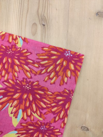 Pochette de costume floral orange et fuchsia