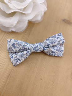 Barrette noeud papillon tissu Liberty bleu