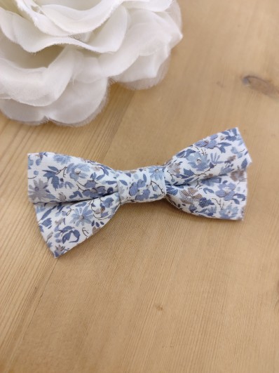 Barrette noeud papillon tissu Liberty bleu