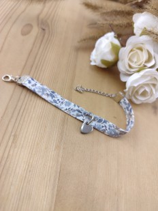 Bracelet Liberty bleu avec breloque coeur personnalisable