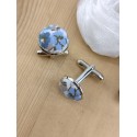 Boutons de manchettes à fleurs bleues