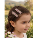 Barrettes clic-clac fleurs Liberty rose