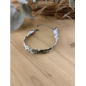 Bracelet Liberty vert sauge personnalisable – trèfle porte-bonheur argenté