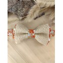 Noeud Papillon en Toile de Jute et Coton Fleuri orange sur fond Terracotta – L'Authentique