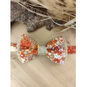 Noeud Papillon Fleuri Orange / terracotta et Jute – Élégance Champêtre "Le Rustique"