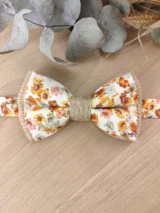 Noeud Papillon Fleuri Boho et Jute – Terracotta, Orange Brûlée & Vert Sauge