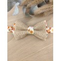 Noeud Papillon Jute et Coton Fleuri Boho – Terracotta, Orange Brûlée & Vert Sauge