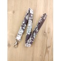 Dragonne porte badge / clés - Motif Floral Beige & Marron