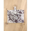 Porte-Badge en Coton avec Fenêtre Transparente – Motif Floral Beige & Marron