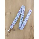 Dragonne Porte-Badge et Clés Réglable en Coton – Motif Floral Liberty Violet & Mauve