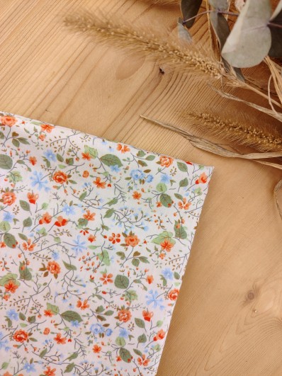 Pochette de Costume en Coton Liberty – Collection Fleurie Orange & Verte