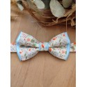 Noeud Papillon Homme en Liberty Fleuri & Sous-Nœud Satin Bleu Ciel