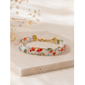 Bracelet Ruban en Coton Liberty Floral orangé et vert