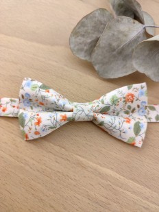 Noeud Papillon Enfant Liberty Fleuri – Orangé, Bleu Ciel & Vert