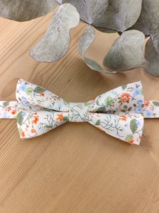 Noeud Papillon double Enfant Liberty Fleuri – Orangé, Bleu Ciel & Vert