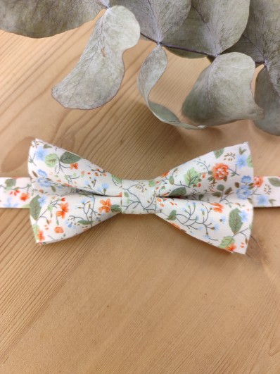 Noeud Papillon double Enfant Liberty Fleuri – Orangé, Bleu Ciel & Vert