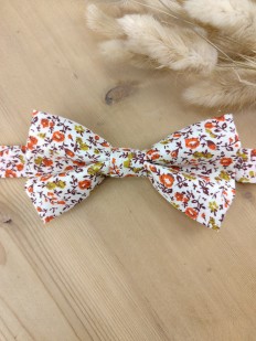 Noeud papillon Liberty orangé/vert & terracotta – Modèle cérémonie