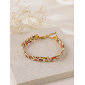 Bracelet en Tissu Liberty – Orange, Vert & Violet foncé