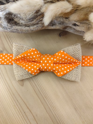 Noeud papillon double en Liberty orangé/vert