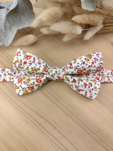Noeud papillon double en Liberty orangé/vert