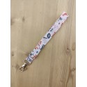 Dragonne de poignet - Cordon téléphone en tissu Paris rose