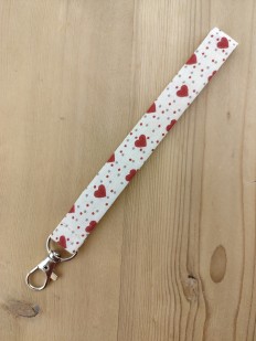 Dragonne de poignet en tissu cœurs rouges - Cordon smartphone