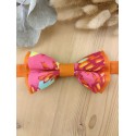 Noeud Papillon Coton Orange Brûlée et Popeline Fleurie Rose Fuchsia