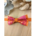 Noeud papillon enfant orange brûlée et fuchsia fleuri