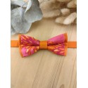 Noeud papillon enfant orange brûlée et fuchsia fleuri