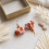 Boucles d'oreilles pendantes "Fleurs de Tissu" – Orange, Fuchsia & Doré