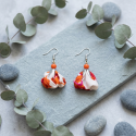 Boucles d'oreilles pendantes "Fleurs de Tissu" – Orange, Fuchsia & Argenté