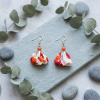 Boucles d'oreilles pendantes "Fleurs de Tissu" – Orange, Fuchsia & Argenté