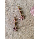 Boucles d'Oreilles Étoile de Mer en Résine & Perles Bois — Style Bohème Marin