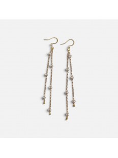 Boucles d'oreilles pendantes perles et chaîne et dorée 